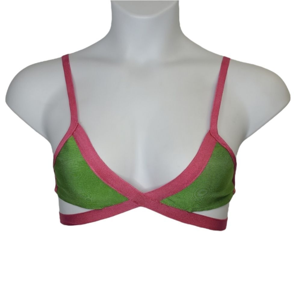 COLOR BLOCK bright strappy‎ bandage bikini top only M/L